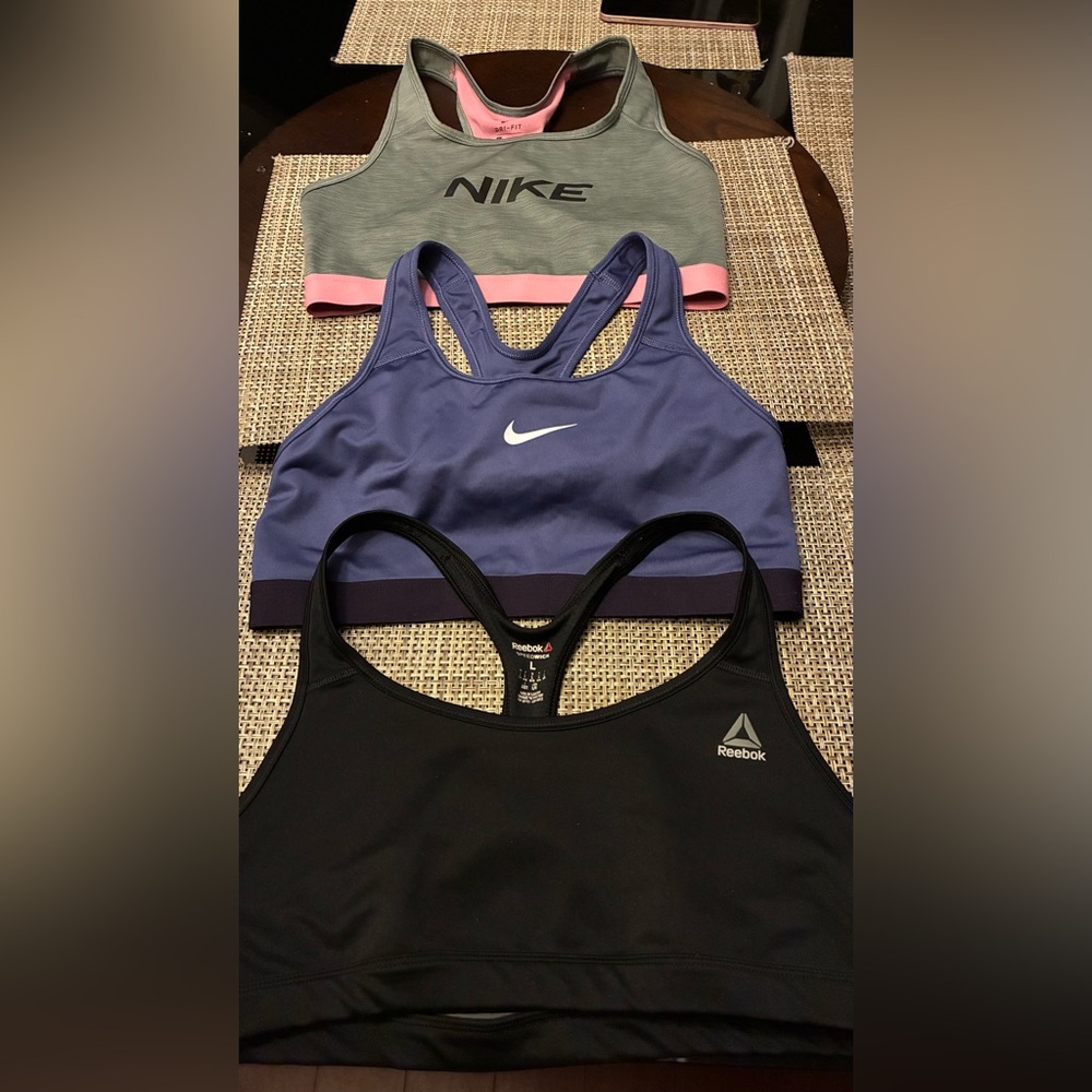 NIKE Y REEBOK Women's Sports Bra - Black GREY PINK BLUE combo